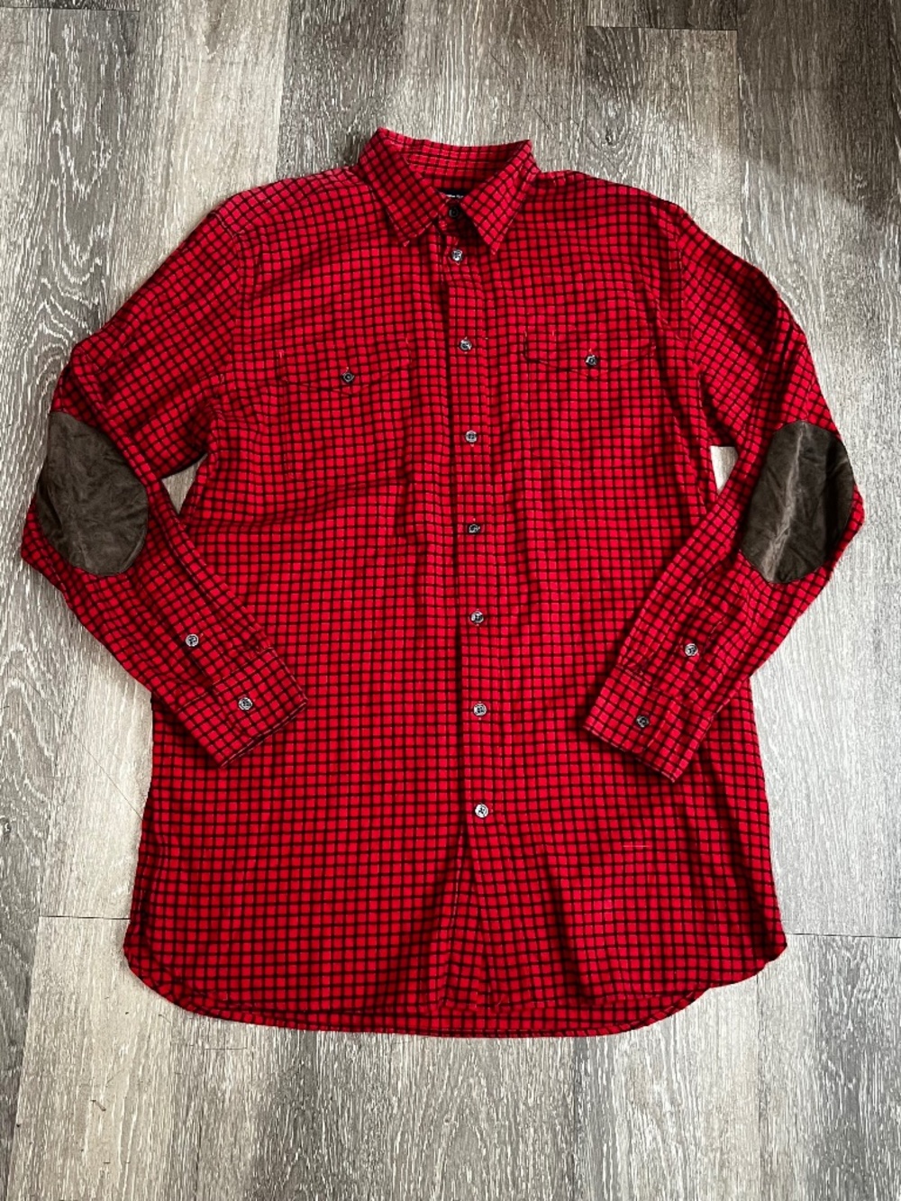 Vintage Ralph Lauren Sport Button Up Shirt Womens 14 Elbow Patch Red Black Check